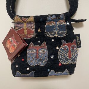 Laurel Burch Tapestry Handbag Purse Kitty Cat Faces & Sequins New